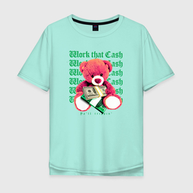 Мужская футболка хлопок Oversize с принтом Тедди плюшевый мишка гангстер , 100% хлопок | свободный крой, круглый ворот, “спинка” длиннее передней части | Тематика изображения на принте: 
