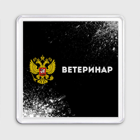 Магнит 55*55 с принтом Ветеринар из России и герб РФ: надпись и символ в городе Новоалтайск, Пластик | Размер: 65*65 мм; Размер печати: 55*55 мм | 
