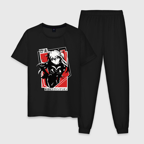Мужская пижама хлопок с принтом Neon Genesis Evangelion 02 , 100% хлопок | брюки и футболка прямого кроя, без карманов, на брюках мягкая резинка на поясе и по низу штанин
 | 