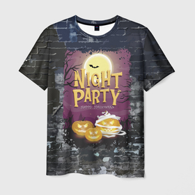 Мужская футболка 3D с принтом Ночная вечеринка   Pumpkin в Курске, 100% полиэфир | прямой крой, круглый вырез горловины, длина до линии бедер | Тематика изображения на принте: 