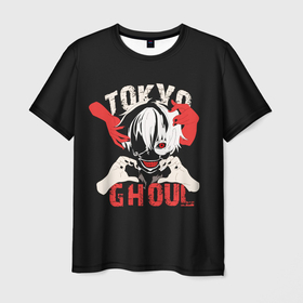Мужская футболка 3D с принтом Kaneki Ken   Tokyo Ghoul в Тюмени, 100% полиэфир | прямой крой, круглый вырез горловины, длина до линии бедер | 
