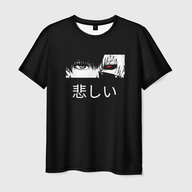 Мужская футболка 3D с принтом Токийский Гуль аниме , 100% полиэфир | прямой крой, круглый вырез горловины, длина до линии бедер | 