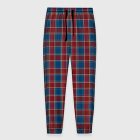 Мужские брюки 3D с принтом Красно синий клетчатый узор Шотландка , 100% полиэстер | манжеты по низу, эластичный пояс регулируется шнурком, по бокам два кармана без застежек, внутренняя часть кармана из мелкой сетки | 