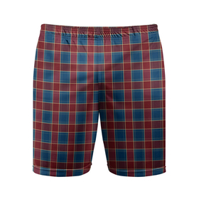 Мужские шорты спортивные с принтом Красно синий клетчатый узор Шотландка ,  |  | 