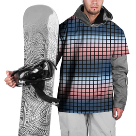 Накидка на куртку 3D с принтом Разноцветный коралловый с синим узор клетка , 100% полиэстер |  | Тематика изображения на принте: 