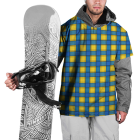Накидка на куртку 3D с принтом Желтый с синим клетчатый модный узор в Тюмени, 100% полиэстер |  | 