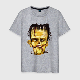 Мужская футболка хлопок с принтом Франкенштейн желтый зомби , 100% хлопок | прямой крой, круглый вырез горловины, длина до линии бедер, слегка спущенное плечо. | Тематика изображения на принте: 