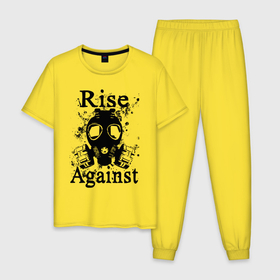 Мужская пижама хлопок с принтом Rise Against rock в Санкт-Петербурге, 100% хлопок | брюки и футболка прямого кроя, без карманов, на брюках мягкая резинка на поясе и по низу штанин
 | 