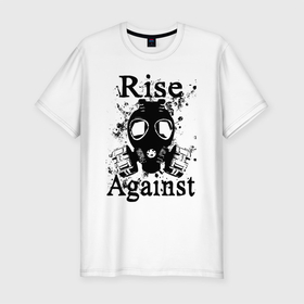 Мужская футболка хлопок Slim с принтом Rise Against rock в Санкт-Петербурге, 92% хлопок, 8% лайкра | приталенный силуэт, круглый вырез ворота, длина до линии бедра, короткий рукав | 