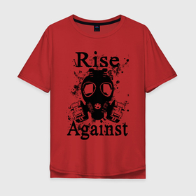 Мужская футболка хлопок Oversize с принтом Rise Against rock , 100% хлопок | свободный крой, круглый ворот, “спинка” длиннее передней части | 