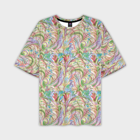 Мужская футболка OVERSIZE 3D с принтом Абстракция полевые цветы акварель в Тюмени,  |  | 