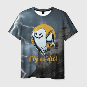 Мужская футболка 3D с принтом Fly or die Castle в Кировске, 100% полиэфир | прямой крой, круглый вырез горловины, длина до линии бедер | 