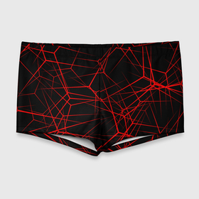 Мужские купальные плавки 3D с принтом Красные линии на черном фоне в Екатеринбурге, Полиэстер 85%, Спандекс 15% |  | 