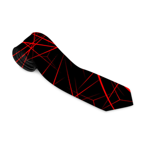 Галстук 3D с принтом Красные линии на черном фоне в Санкт-Петербурге, 100% полиэстер | Длина 148 см; Плотность 150-180 г/м2 | 