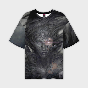 Мужская футболка OVERSIZE 3D с принтом Лицо прекрасной девушки   Dark в Кировске,  |  | Тематика изображения на принте: 