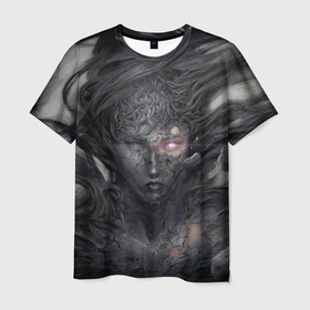 Мужская футболка 3D с принтом Лицо прекрасной девушки   Dark в Кировске, 100% полиэфир | прямой крой, круглый вырез горловины, длина до линии бедер | Тематика изображения на принте: 