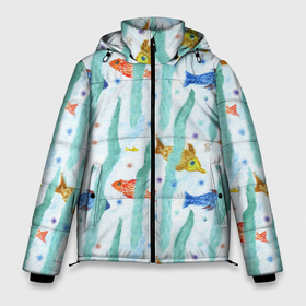 Мужская зимняя куртка 3D с принтом Детский рисунок рыбки акварель в Тюмени, верх — 100% полиэстер; подкладка — 100% полиэстер; утеплитель — 100% полиэстер | длина ниже бедра, свободный силуэт Оверсайз. Есть воротник-стойка, отстегивающийся капюшон и ветрозащитная планка. 

Боковые карманы с листочкой на кнопках и внутренний карман на молнии. | 