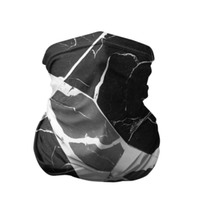 Бандана-труба 3D с принтом Черно белый мрамор с трещинами в Петрозаводске, 100% полиэстер, ткань с особыми свойствами — Activecool | плотность 150‒180 г/м2; хорошо тянется, но сохраняет форму | Тематика изображения на принте: 