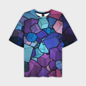 Мужская футболка OVERSIZE 3D с принтом Цветные кубы в Тюмени,  |  | Тематика изображения на принте: 