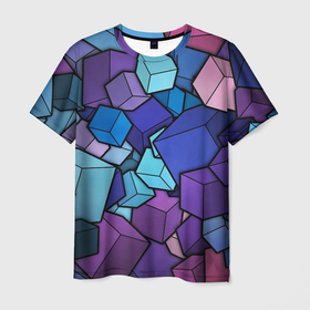 Мужская футболка 3D с принтом Цветные кубы в Белгороде, 100% полиэфир | прямой крой, круглый вырез горловины, длина до линии бедер | 