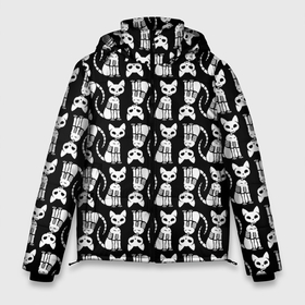 Мужская зимняя куртка 3D с принтом Скелет кошки   Halloween pattern в Новосибирске, верх — 100% полиэстер; подкладка — 100% полиэстер; утеплитель — 100% полиэстер | длина ниже бедра, свободный силуэт Оверсайз. Есть воротник-стойка, отстегивающийся капюшон и ветрозащитная планка. 

Боковые карманы с листочкой на кнопках и внутренний карман на молнии. | 