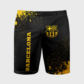 Мужские шорты спортивные с принтом Barcelona   gold gradient: надпись, символ ,  |  | 