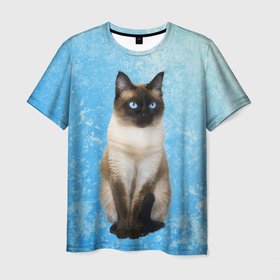 Мужская футболка 3D с принтом Тайская кошечка в Санкт-Петербурге, 100% полиэфир | прямой крой, круглый вырез горловины, длина до линии бедер | 