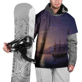 Накидка на куртку 3D с принтом Парусник у берегов Крыма в лунную ночь Айвазовский в Кировске, 100% полиэстер |  | 
