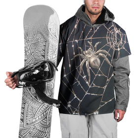 Накидка на куртку 3D с принтом Блестящий паук в паутине в Белгороде, 100% полиэстер |  | 