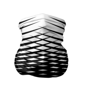 Бандана-труба 3D с принтом Черно белая симметричная сетка из треугольников в Петрозаводске, 100% полиэстер, ткань с особыми свойствами — Activecool | плотность 150‒180 г/м2; хорошо тянется, но сохраняет форму | 