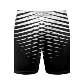 Мужские шорты спортивные с принтом Черно белая симметричная сетка из треугольников в Петрозаводске,  |  | 