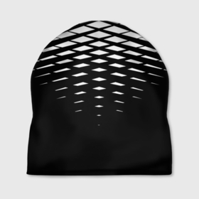 Шапка 3D с принтом Черно белая симметричная сетка из треугольников в Петрозаводске, 100% полиэстер | универсальный размер, печать по всей поверхности изделия | 