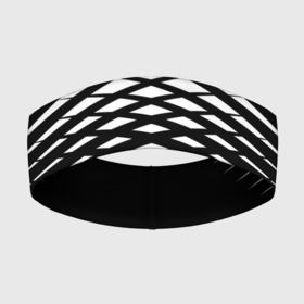 Повязка на голову 3D с принтом Черно белая симметричная сетка из треугольников в Петрозаводске,  |  | Тематика изображения на принте: 