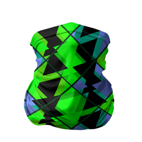 Бандана-труба 3D с принтом Абстрактные узор из геометрических фигур в зеленых и синих тонах , 100% полиэстер, ткань с особыми свойствами — Activecool | плотность 150‒180 г/м2; хорошо тянется, но сохраняет форму | 