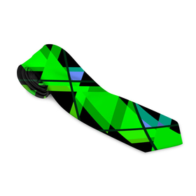 Галстук 3D с принтом Абстрактные узор из геометрических фигур в зеленых и синих тонах в Тюмени, 100% полиэстер | Длина 148 см; Плотность 150-180 г/м2 | Тематика изображения на принте: 