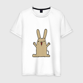 Мужская футболка хлопок с принтом Rabbit   Smile в Курске, 100% хлопок | прямой крой, круглый вырез горловины, длина до линии бедер, слегка спущенное плечо. | 