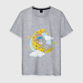 Мужская футболка хлопок с принтом Sleeping Rabbit в Курске, 100% хлопок | прямой крой, круглый вырез горловины, длина до линии бедер, слегка спущенное плечо. | 