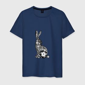 Мужская футболка хлопок с принтом White Black Rabbit в Кировске, 100% хлопок | прямой крой, круглый вырез горловины, длина до линии бедер, слегка спущенное плечо. | 