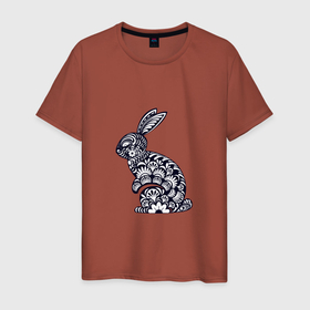 Мужская футболка хлопок с принтом Black White Rabbit в Курске, 100% хлопок | прямой крой, круглый вырез горловины, длина до линии бедер, слегка спущенное плечо. | 