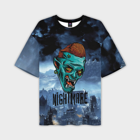 Мужская футболка OVERSIZE 3D с принтом Ночной кошмар   Horror face в Белгороде,  |  | 
