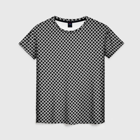 Женская футболка 3D с принтом Абстрактная чёрно белая мозаика в Курске, 100% полиэфир ( синтетическое хлопкоподобное полотно) | прямой крой, круглый вырез горловины, длина до линии бедер | 
