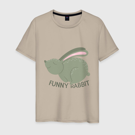 Мужская футболка хлопок с принтом Rabbit   Funny в Курске, 100% хлопок | прямой крой, круглый вырез горловины, длина до линии бедер, слегка спущенное плечо. | 