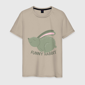 Мужская футболка хлопок с принтом Rabbit   Funny в Петрозаводске, 100% хлопок | прямой крой, круглый вырез горловины, длина до линии бедер, слегка спущенное плечо. | 