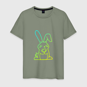 Мужская футболка хлопок с принтом Love   Rabbit в Курске, 100% хлопок | прямой крой, круглый вырез горловины, длина до линии бедер, слегка спущенное плечо. | 