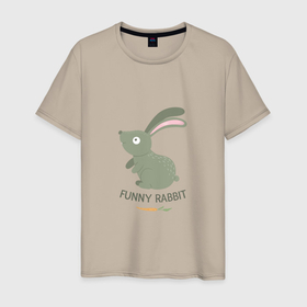 Мужская футболка хлопок с принтом Funny Rabbit в Курске, 100% хлопок | прямой крой, круглый вырез горловины, длина до линии бедер, слегка спущенное плечо. | 