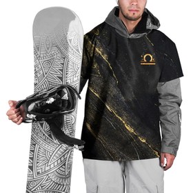 Накидка на куртку 3D с принтом Символ знака зодиака Весы черно золотой в Курске, 100% полиэстер |  | 