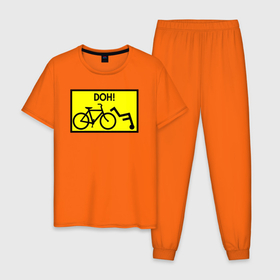 Мужская пижама хлопок с принтом Doh падение с велосипеда в Курске, 100% хлопок | брюки и футболка прямого кроя, без карманов, на брюках мягкая резинка на поясе и по низу штанин
 | 