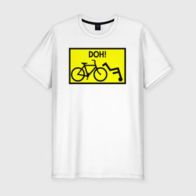 Мужская футболка хлопок Slim с принтом Doh падение с велосипеда в Курске, 92% хлопок, 8% лайкра | приталенный силуэт, круглый вырез ворота, длина до линии бедра, короткий рукав | 