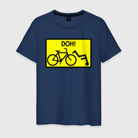 Мужская футболка хлопок с принтом Doh падение с велосипеда , 100% хлопок | прямой крой, круглый вырез горловины, длина до линии бедер, слегка спущенное плечо. | 