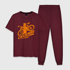 Мужская пижама хлопок с принтом Cyclocross   велокросс в Курске, 100% хлопок | брюки и футболка прямого кроя, без карманов, на брюках мягкая резинка на поясе и по низу штанин
 | 